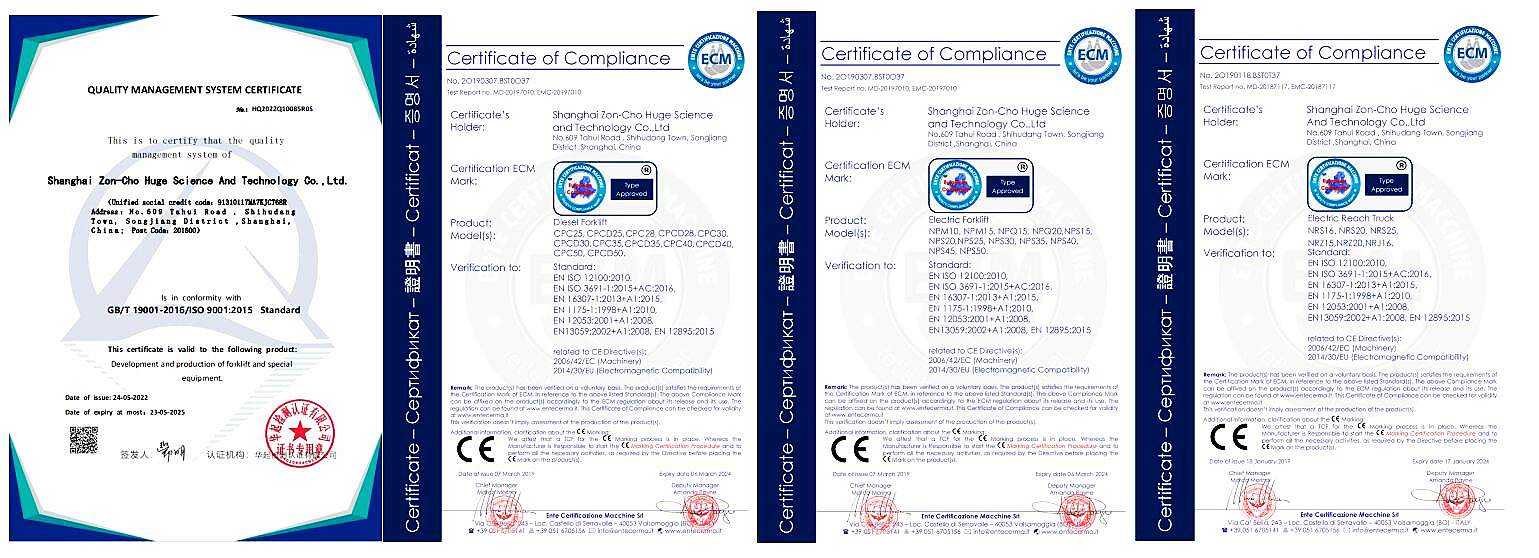 Certificate of  NEOlift Telescopic Handler Forklift 